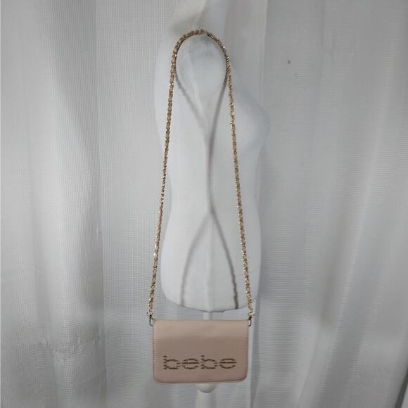 NWOT! BEBE! BABY PINK VEGAN LEATHER "DIAMOND" STUDDED LOGO MINI PURSE CROSSBODY! - Picture 2 of 14